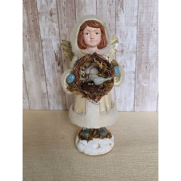 Vintage Midwest of Cannon Falls 9" Angel Holding Birds Nest - Picture 1 of 11